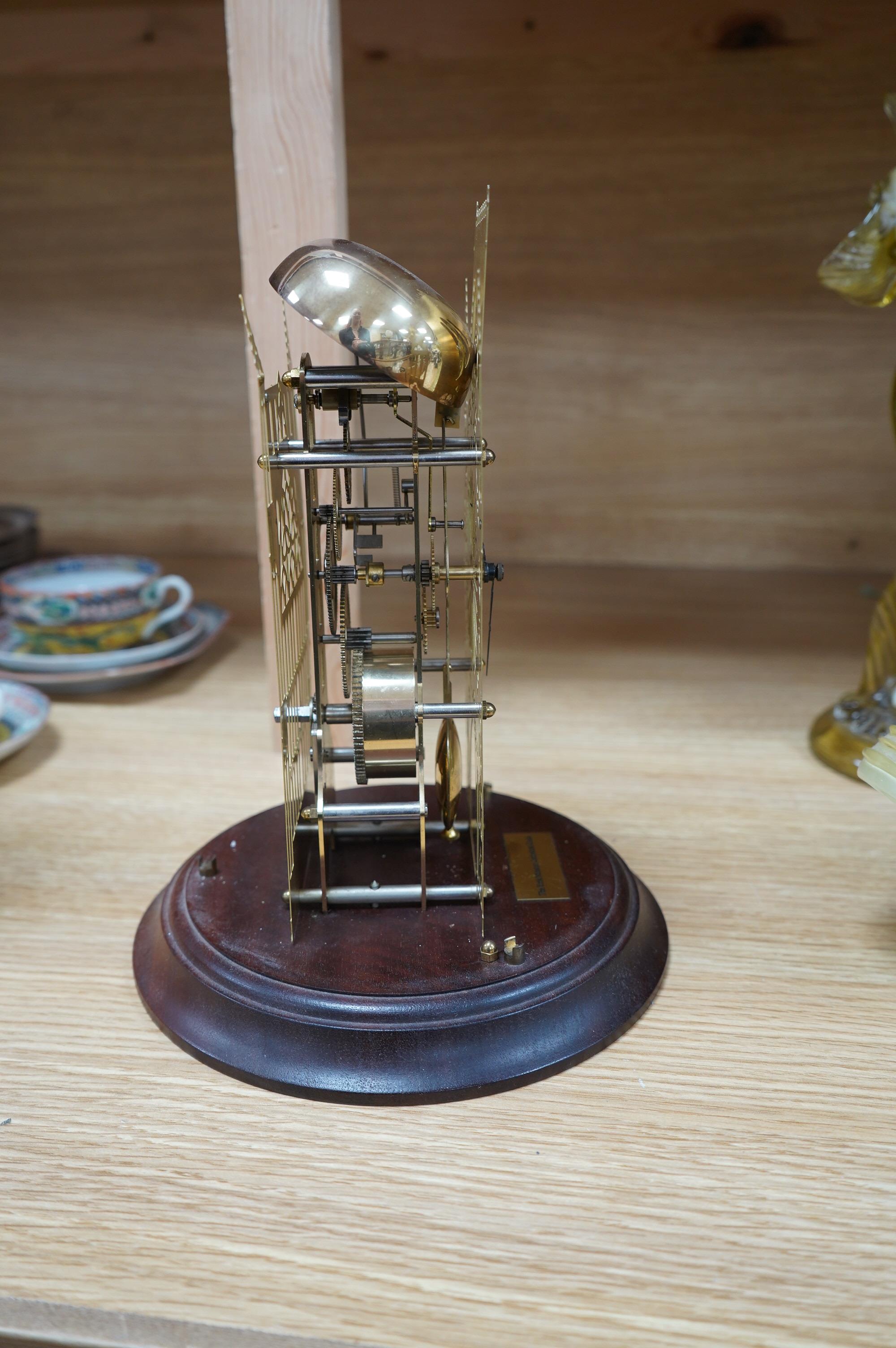 'The York Minster Cathedral Clock' under glass dome, 29cm high. Condition - good, unknown if working